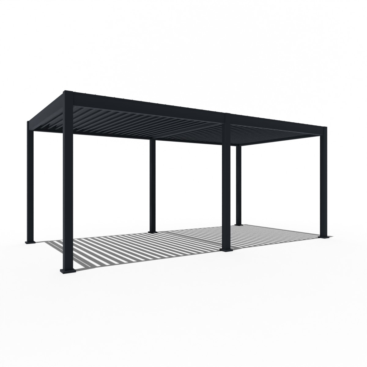 Weide E-Deluxe | elektrische Pergola mit LED | Voll Aluminium | 3 x 6 M | motorisiertes Lamellendach anthrazit Image