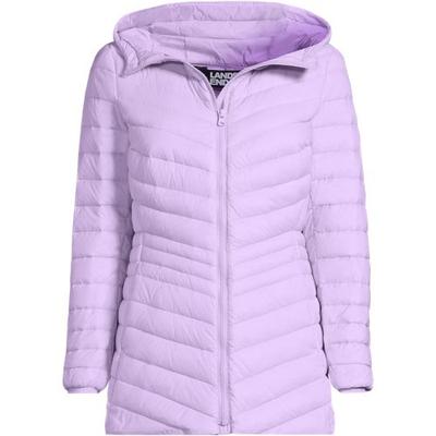 Wanderweight Down Ultralight Packable Jacket with Hood, Women, size: 8, regular, Purple, Nylon/Down, by Lands' End