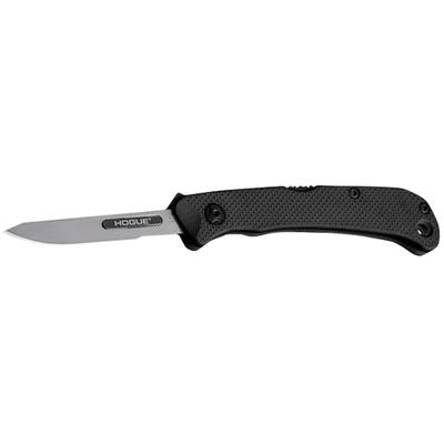 Hogue Expel Folding Scalpel Plain Satin High Carbon Steel Blade 2.50in Black Textured G10 Scales/SS 167664