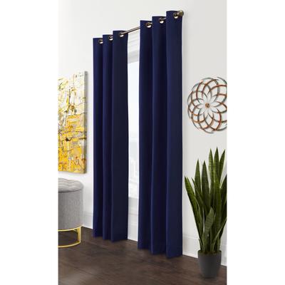 Wide Width Weathermate Room Darkening Grommet Curtain Panel Pair by Thermalogic in Navy (Size 80