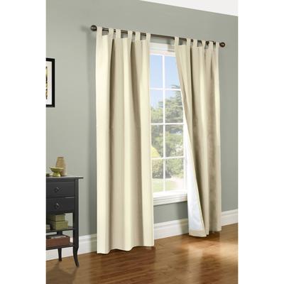 Wide Width Weathermate Room Darkening Tab Top Curtain Panel Pair by Thermalogic in Natural (Size 40