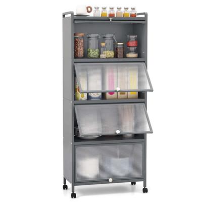 5-Tier Kitchen Baker's Rack Storage Cabinet w/ Mobile Microwave Stand