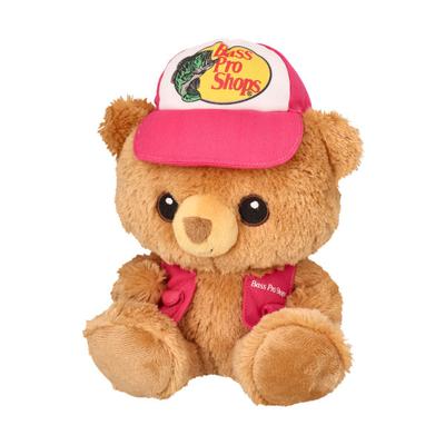 Bass Pro Shops Plush Stuffed Trucker Cap Bear Toy - Brown/Pink