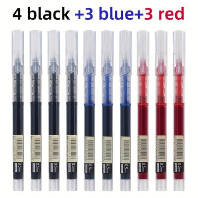 TEMU 30pcs/10pcs Direct Liquid Quick Drying Ballpoint Pen, 0.5mm Black, Blue, Red. Brush To Write Gel Pen, School Office Writing Stationery Gel Pen, A Good Pen To Write Image