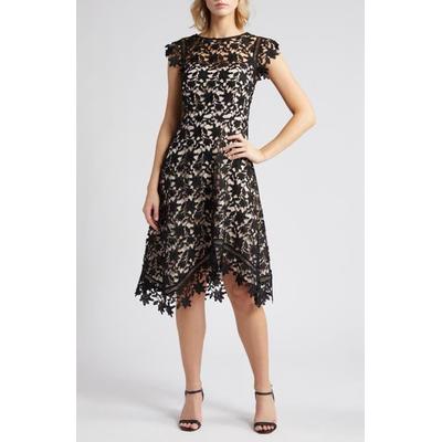 Lace Asymmetric Cocktail Dress - Black - Eliza J Dresses