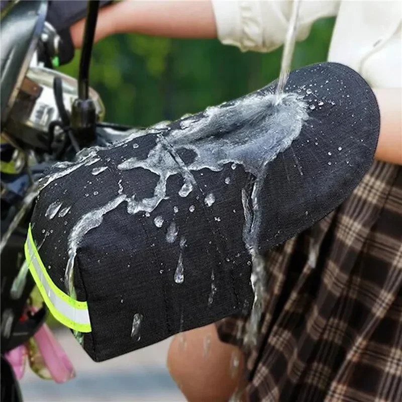 1 Paar Motorrad-Lenkermuffen, Sommer, luftige PU, wasserdichte Sonnenschutz-Handschuhe mit reflektierendem Streifen-Design, Motorradhandschuhe Image