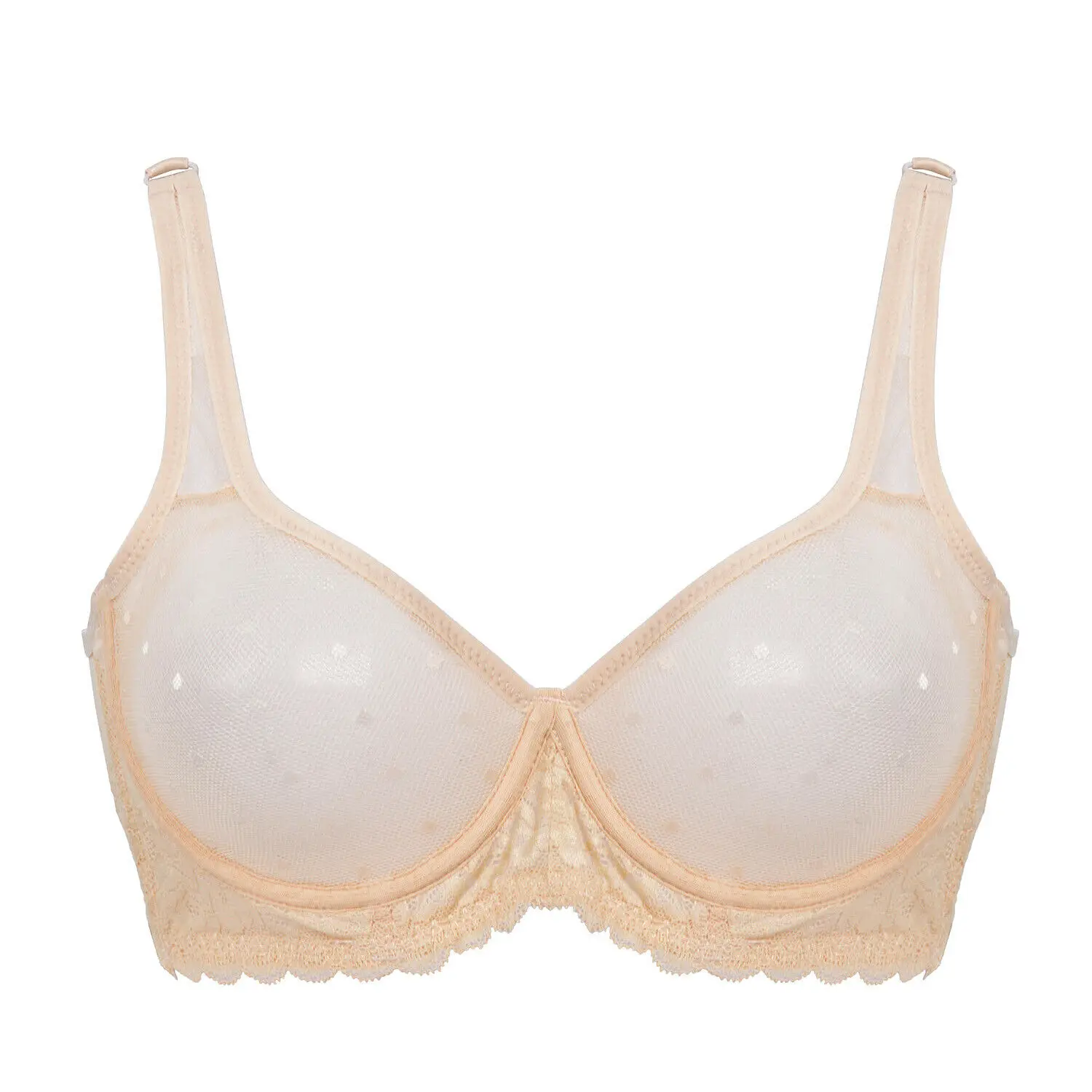 Vgplay Nude Transparenter BH Hohl Mesh Spitze Dessous Durchsichtiger Damen BH Plus Size Ungefüttert Minimizer Sommer-BHs für Frauen Image