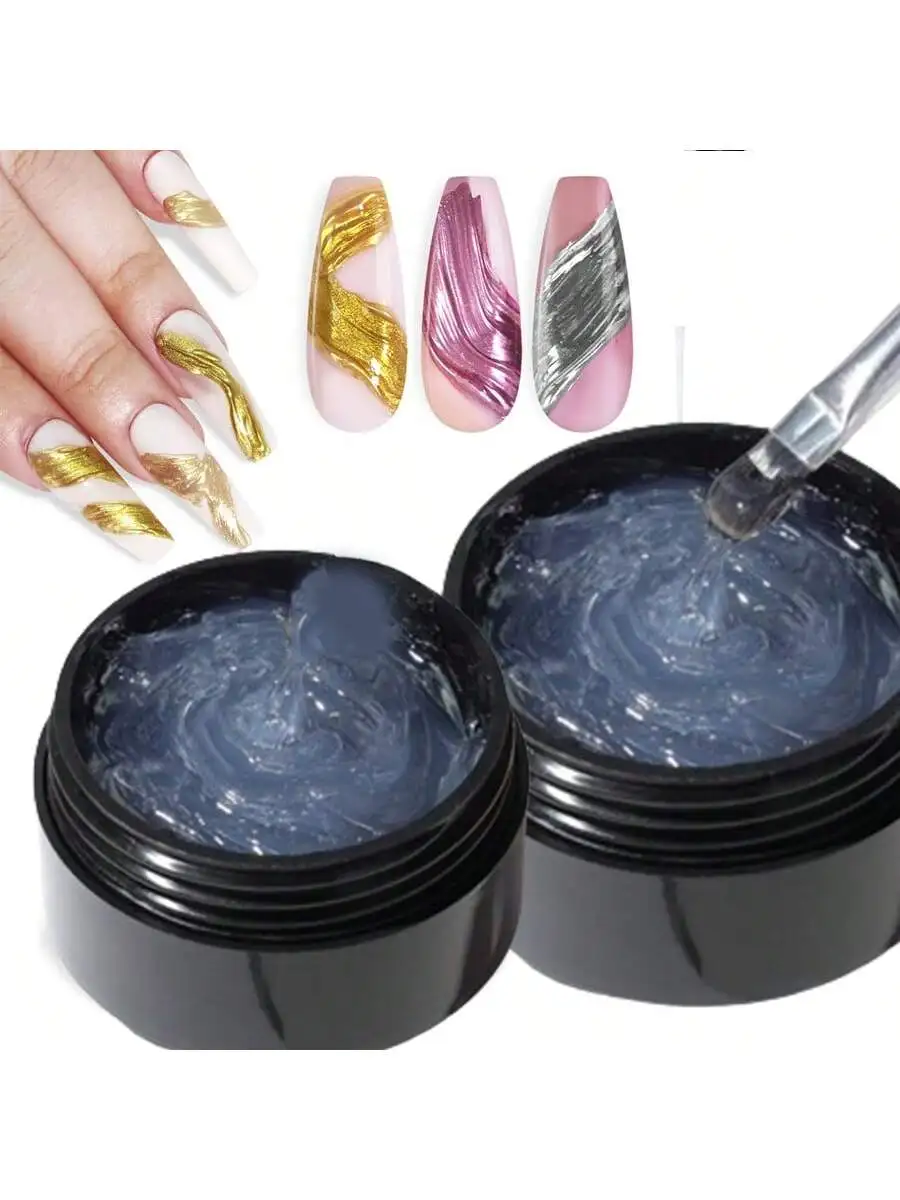 5/15ml 3D Klares Nagelgel und Nagelkunst-Spiegelpuder für metallische dreidimensionale Nagelkunst 3D Malgel Image
