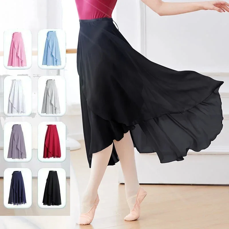 Chiffon Ballett Tutu Tanz Rock Tanz Skate Wrap Schal Ballerina Lyrical Lange Ballett Rock Gymnastik Ballett Tanz Kleid Frauen