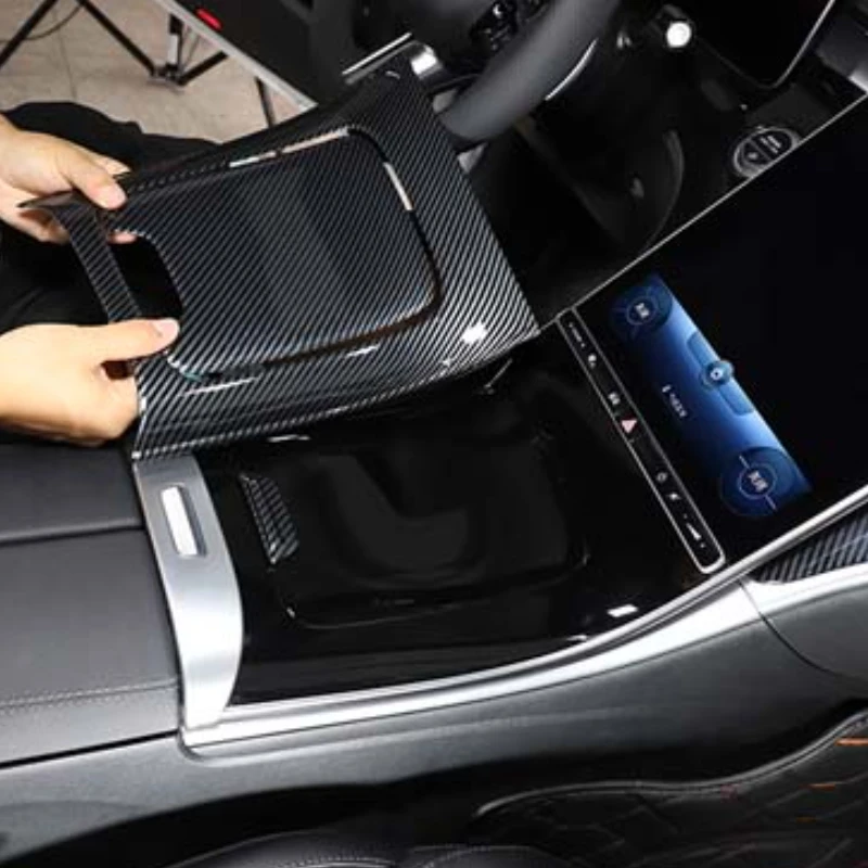 Für Mercedes Benz C Klasse W206 2014-2018 abs Kohle faser Auto Mittel konsole Panel Abdeckung Verkleidung Aufkleber Autozubehör Image