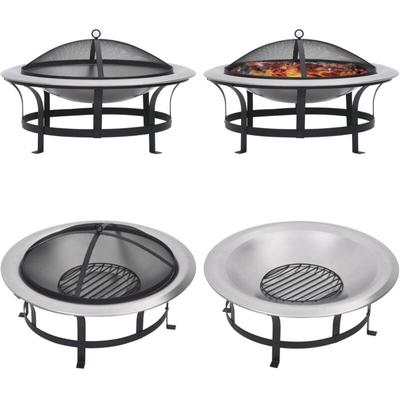 Garten-Feuerschale mit Grill Edelstahl 76 cm - Feuerschale - Feuerschalen - Home & Living