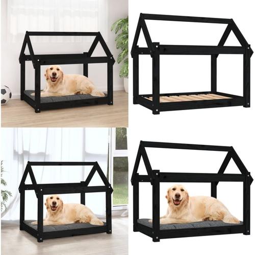 Hundebett Schwarz 81x60x70 cm Massivholz Kiefer - Hundebett - Hundebetten - Home & Living - Schwarz