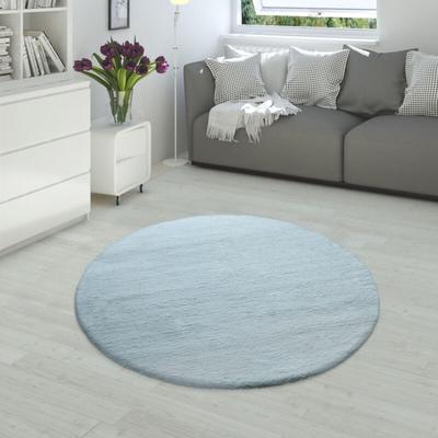 Hochflor Teppich Für Wohnzimmer Softes Kaninchenfell Imitat Kunstfell In Türkis 150x170 cm Oval