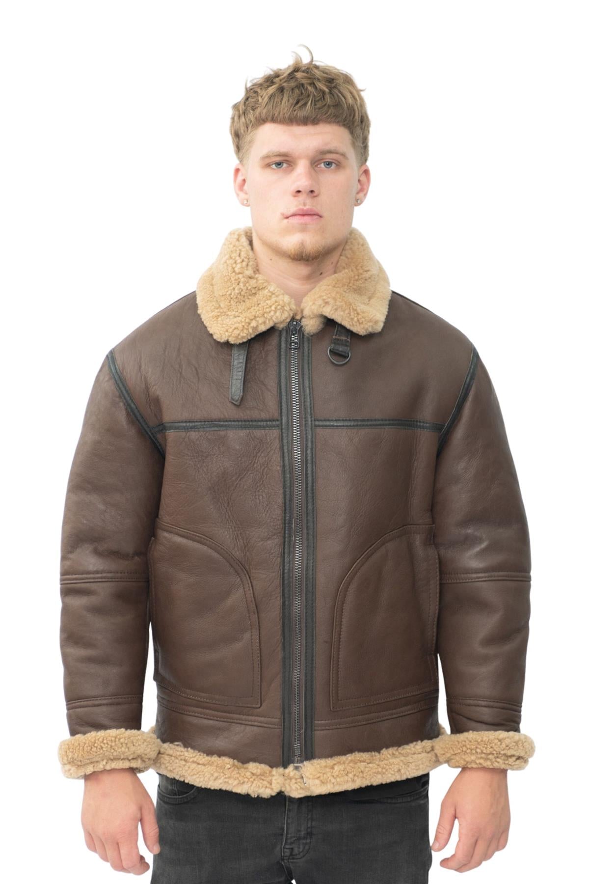 Herren B3 Lammfell-Schaffell-Fliegerjacke-Gloucester Image