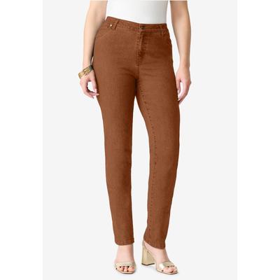 Plus Size Women's Plus Size Classic Stretch Straight Leg Jean by Denim 24/7 by Roamans in Cognac (Size 44 T)