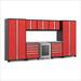 NewAge Garage Cabinets PRO Series Red 9-Piece Set with Stainless Steel Top