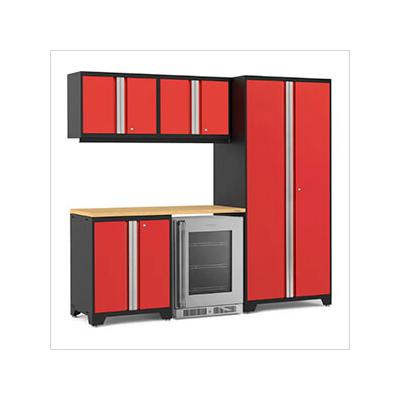 NewAge Garage Cabinets PRO Series Red 6-Piece Set with Bamboo Top