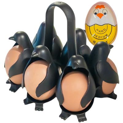 Penguin Egg Cooker & 6 Egg Holder Boiling Rack w/ Egg Timer