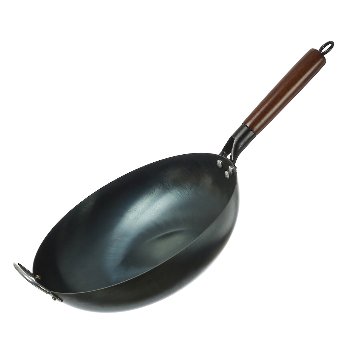 GORANDO WOK Pfanne für Gasherd Grill D: 32cm Eisen mit Holzgriff Schwenkgriff Image