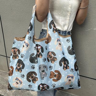 TEMU Chic Animal Print Large Tote Bag - Lightweight, Foldable & Portable Shopping Bag With Shoulder Strap For Women Image