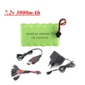 Batteria NIMH 7.2V 3000mAh con Set di caricabatterie per auto giocattolo Rc barche pistole camion ni-mh AA 2800mAh 7.2v batteria ricaricabile