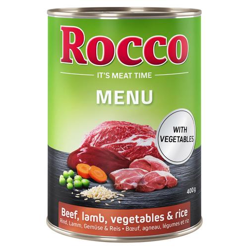 24x400g Menü Rind mit Lamm Rocco Hundefutter nass