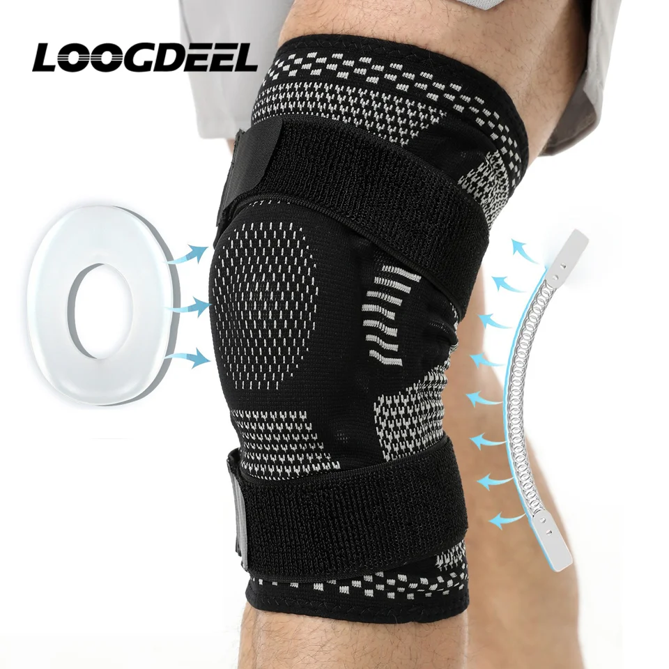 LOOGDEEL 1Pcs Sport Knie Brace Unterstützung Kompression Hülse Mit Seite Stabilisatoren Patella Gel Fußball Basketball Kneepad Unisex Image