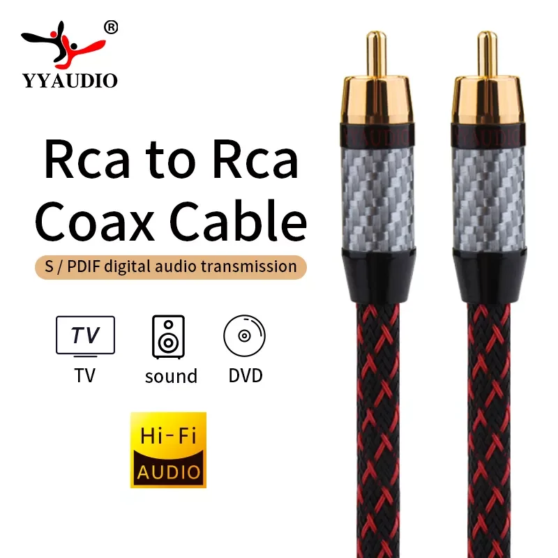 Yyaudio koaxiales audio kabel rca zu rca kabel hi fi koax männlich zu männlich lautsprecher kabel subwoofer kabel video rca av tv kabel Image