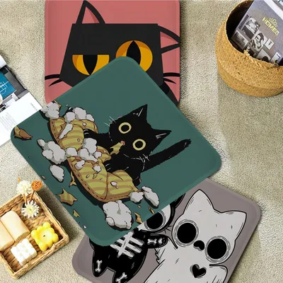 Schwarze Katze modernen minimalist ischen Stil Plüsch kissen Home Back Kissen weich bequem 50x50cm Image