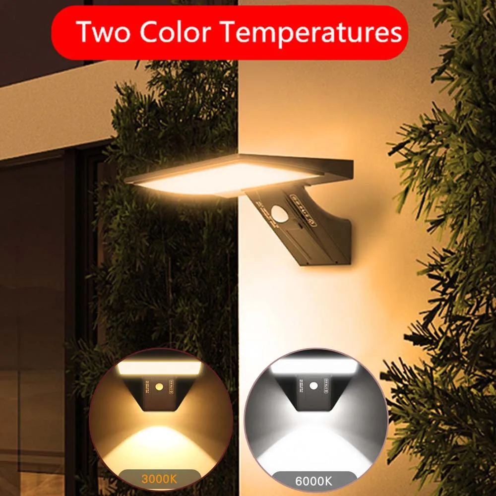 Solar-Außenlampen, Garten-Wand-Bewegungsmelder, Straßen-Rasenleuchte, IP 65, wasserdicht, warmweiß, für den Innenhof, Solarstrom-Strahler