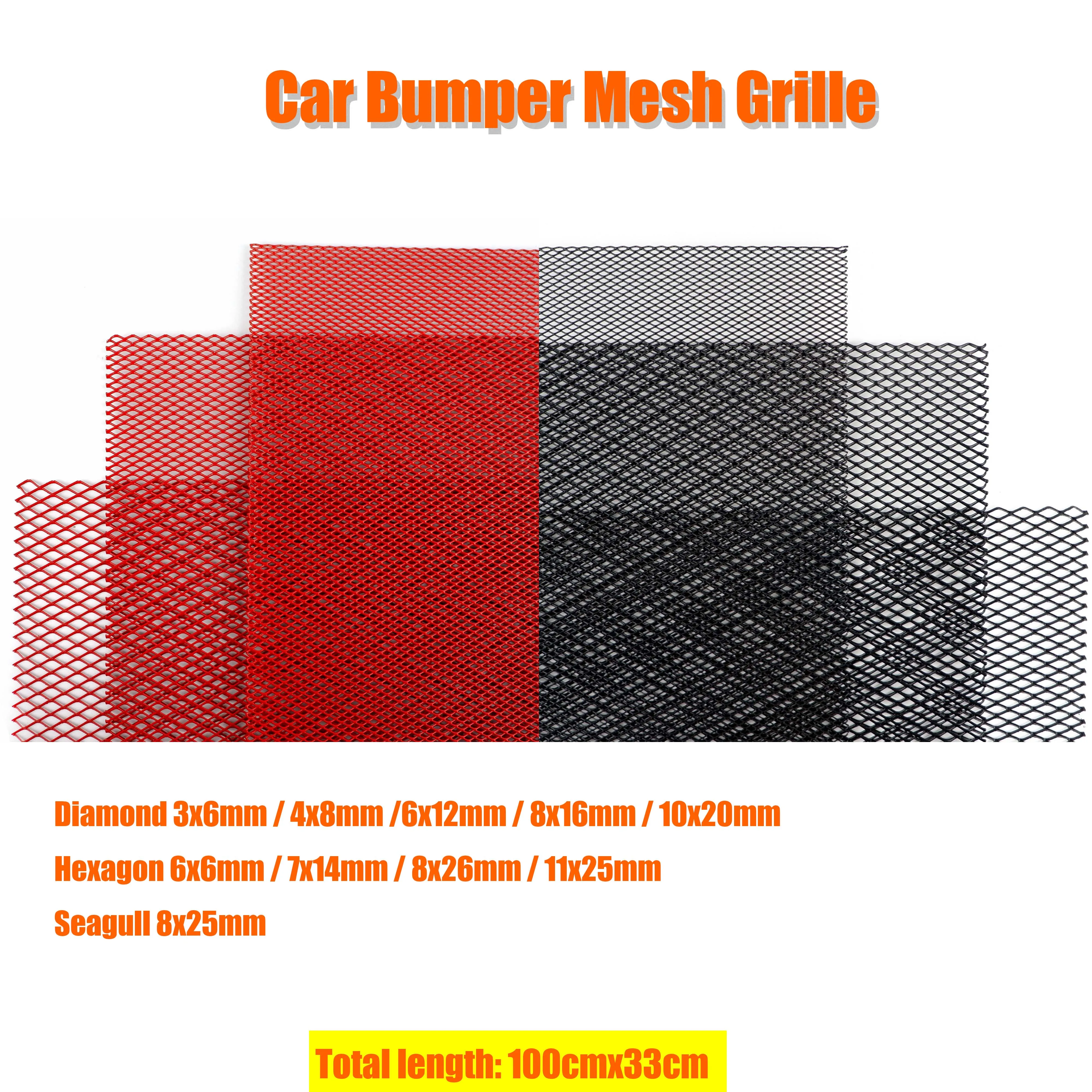 100x33cm Aluminium Racing Auto Stoßstange Grille Grill Mesh Net Vent Schwarz Rot Tuning Universal Protector Hause garten Image