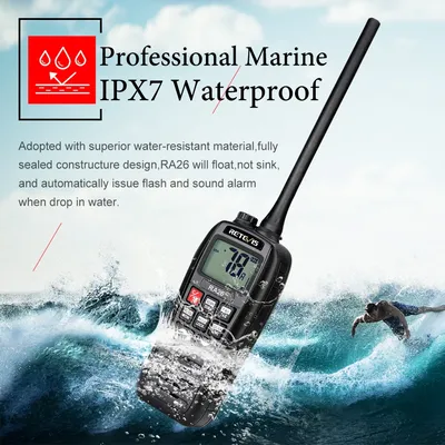 Retevis RA26 Tragbare VHF Marine Radio Schwimm Walkie Talkie Wasserdicht IP67 5W Vibration Wasser Ablassen Long Range VHF Radio