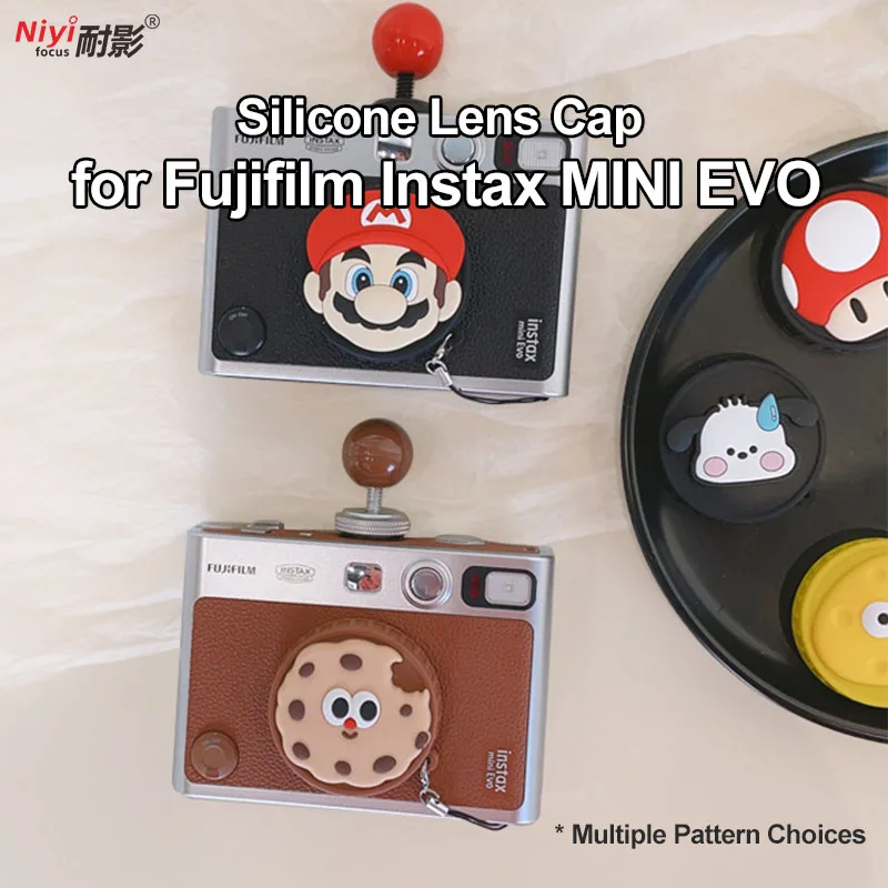 Kamera-Objektivdeckel für Fujifilm Instax MINI EVO miniEVO Kamera, Silikon-Abdeckung, Objektivschutz, niedliche Cartoon-Frontkappe