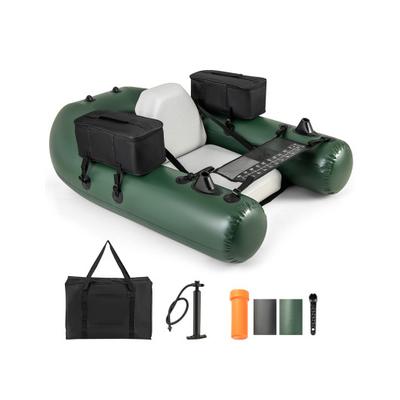 Costway Inflatable Fishing Float Tube for Angling with Fish Ruler and Angling Base