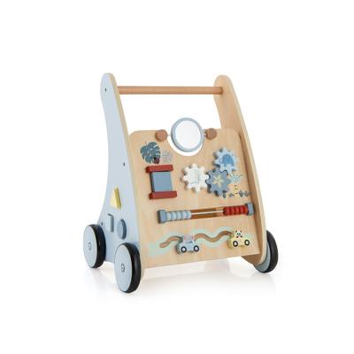 Costway Wooden Baby Push and Pull Walker with Multi-Activity Learning Center