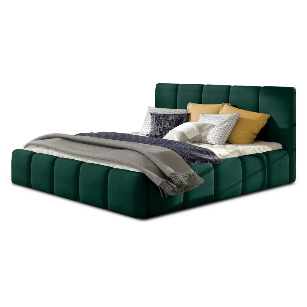 Lit coffre en Velours 180x200 cm vert