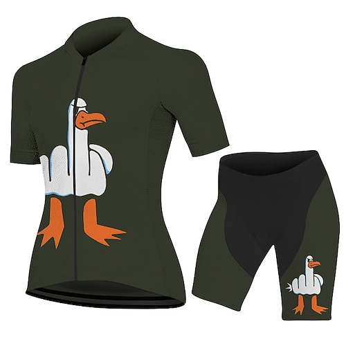 Damen Radtrikot mit Radhose fahrradbekleidung Kurzarm MTB Mountain Rennrad Schwarz Grün Grau Karikatur Fahhrad Spandex Sport Karikatur Bekleidung
