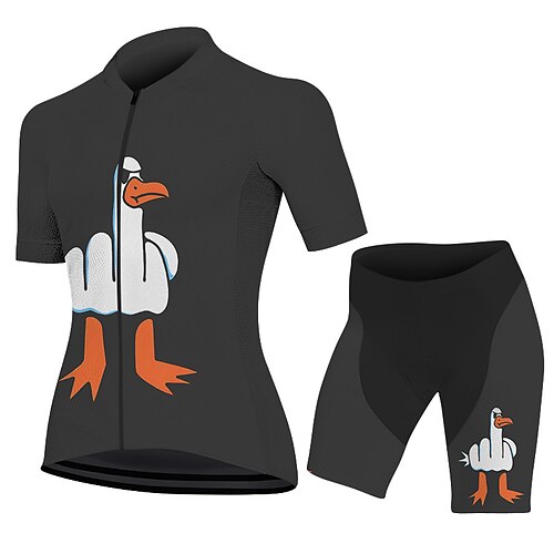 Damen Radtrikot mit Radhose fahrradbekleidung Kurzarm MTB Mountain Rennrad Schwarz Grün Grau Karikatur Fahhrad Spandex Sport Karikatur Bekleidung