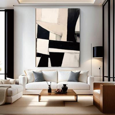Handmade 3D Black Oil Painting on Canvas Large hand painted Abstract Textured Palette Knife Boho oil painting Wall Art Custom Contemporary Minimalist artwork for Living Room bedroom home Decor