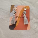 J. Crew Jewelry | J.Crew Silver Beaded Rhinestone Crystal Tassel Drop Dangle Earrings | Color: Gold | Size: Os