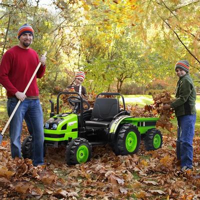 12V Kids Ride-On Tractor for Kids 4-8 with Trailer Battery Power Wheels Tractor with Remote