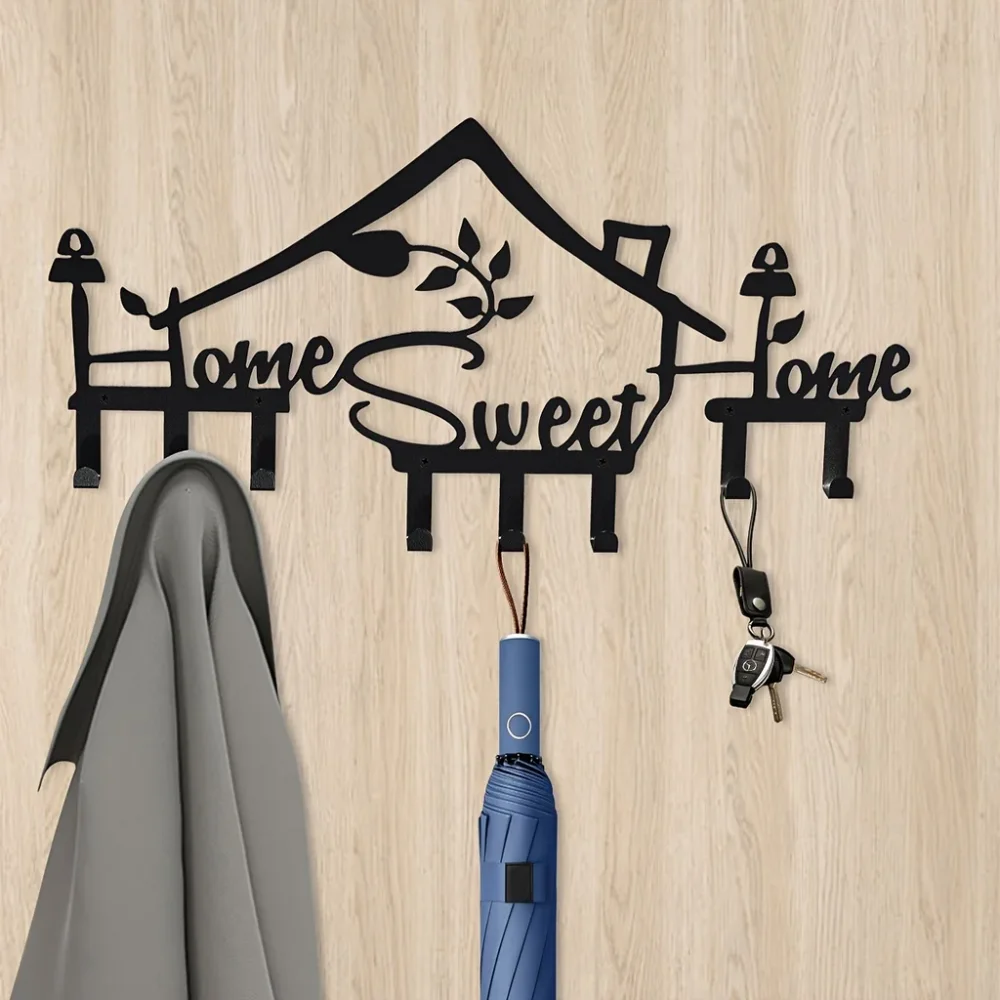 1pc Metal Wall Mounted Coat Rack Home Sweet Home - Modern Coat Rack,Wall Hooks, Entryway Decor,Entryway Wall Hooks, Home Decor