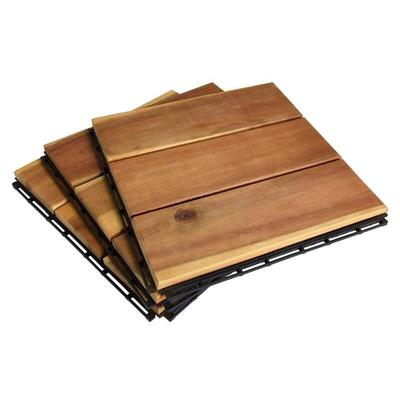 Estexo - Terrassenfliesen Holzfliesen Stecksystem 30x30 cm Balkonfliesen Holzboden Mosaik Image