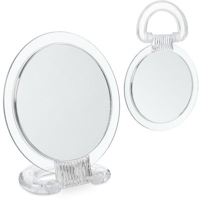 Spiegel Klappgriff, 2er Set, doppelseitiger Handspiegel, 2-fach Vergrößerung, halten & aufstellen, Image