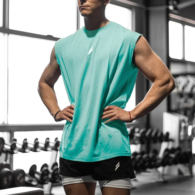 Canotta sportiva fitness estiva Canotta da allenamento in rete allentata traspirante da uomo T-shirt senza maniche Gilet ad asciugatura rapida Abbigliamento fitness maschile