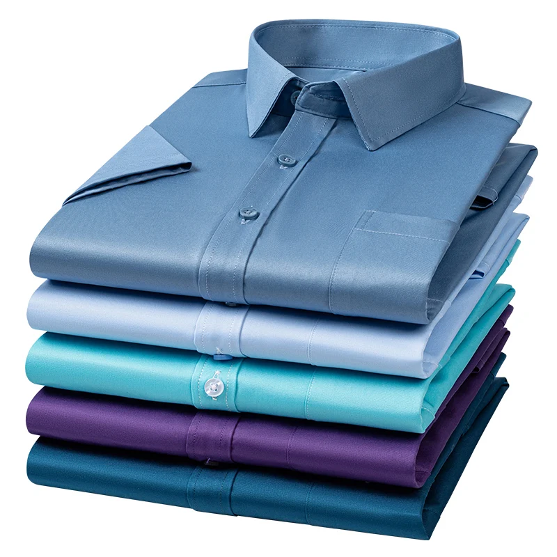 Nuove camicie da uomo antirughe camicie eleganti a maniche corte camicie da uomo Slim Fit Camisa camicetta da lavoro sociale tasca camicia bianca S-7XL