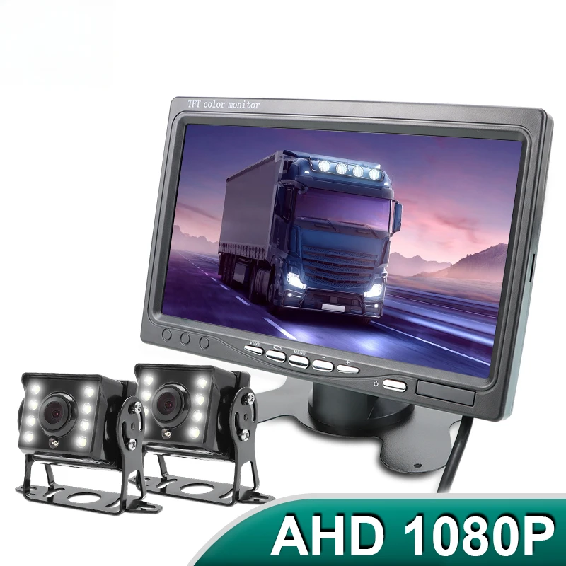 7-Zoll-IPS-Bildschirm AHD-Auto-CCTV-Monitor mit 2 Sternenlichtern, Nachtsicht, Rückfahrkamera, AHD-Rückfahrkamera Image
