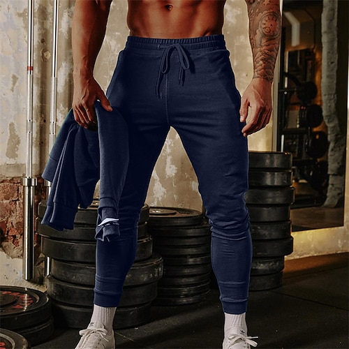 Herren Jogginghosen Jogginghose Sporthose Fitnesshose Kordelzug Tasche Elastischer Bund Hosen Innen Outdoor Sport Outdoor Frühling Herbst Weich Atmungsaktiv Marathon Training Gehen Figurbetonter Image