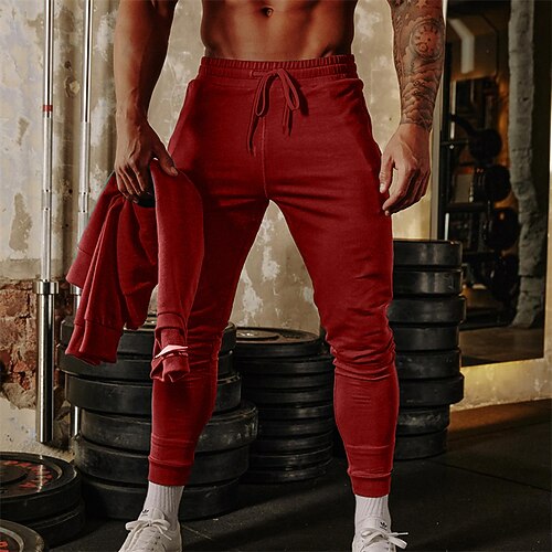 Herren Jogginghosen Jogginghose Sporthose Fitnesshose Kordelzug Tasche Elastischer Bund Hosen Innen Outdoor Sport Outdoor Frühling Herbst Weich Atmungsaktiv Marathon Training Gehen Figurbetonter Image