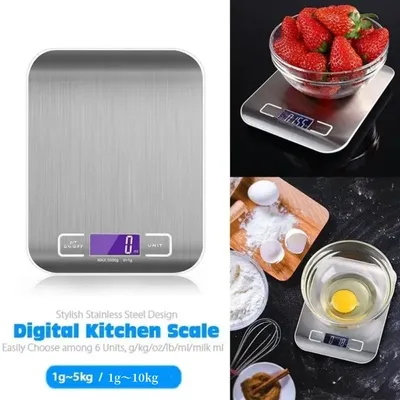 5/10KG LCD Display Digital Kitchen Electronic Scale Stainless Steel Panel USB Charg Precise Small
